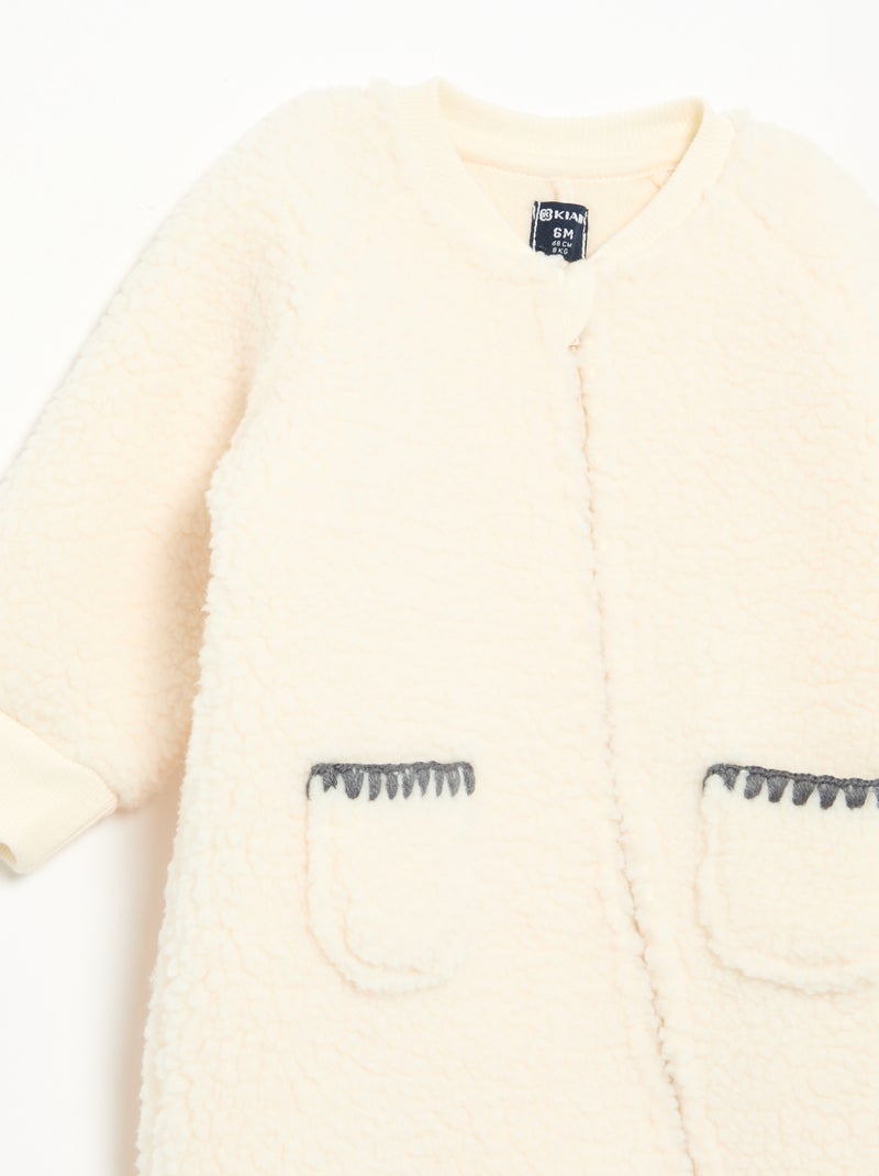 Sehr warmer Schlafstrampler aus Fleece-Material Blanc - Kiabi