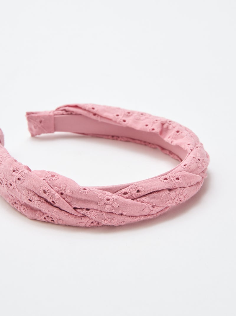 Serre-tête en broderie anglaise Rose - Kiabi