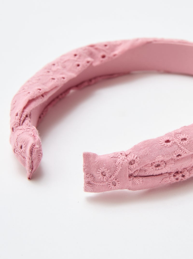 Serre-tête en broderie anglaise Rose - Kiabi