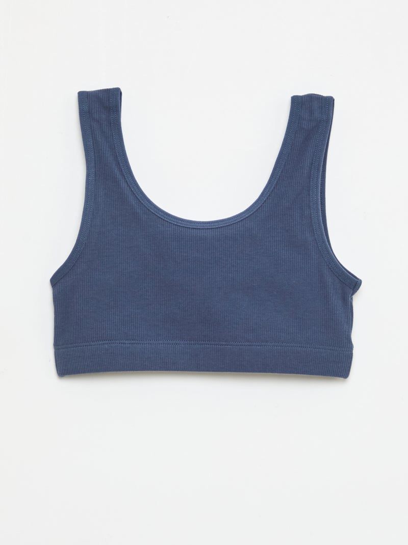 Set aus gerippten Bralettes Blau - Kiabi