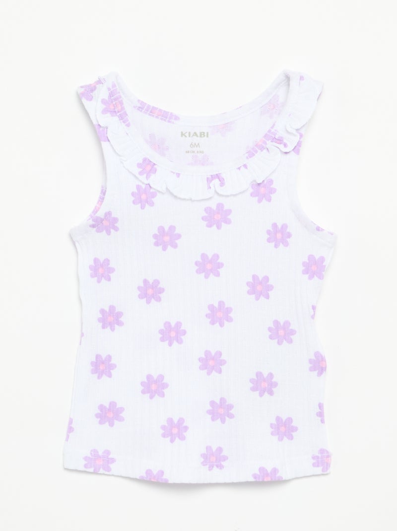 Set aus Shorts und Tanktop aus Pointelle-Strick Weiß - Kiabi