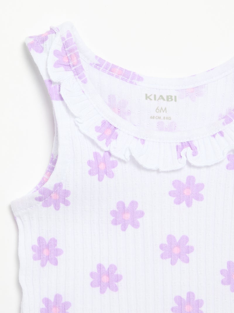 Set aus Shorts und Tanktop aus Pointelle-Strick Weiß - Kiabi