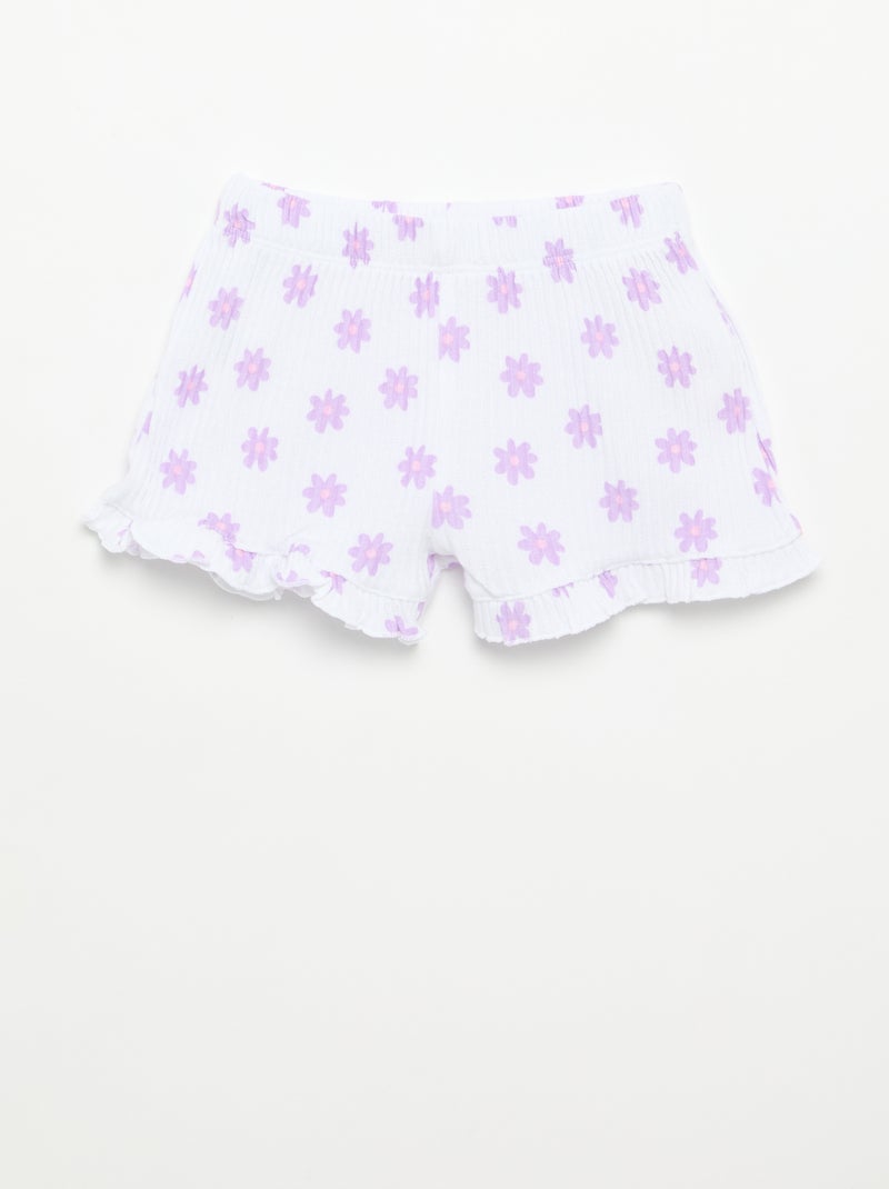 Set aus Shorts und Tanktop aus Pointelle-Strick Weiß - Kiabi