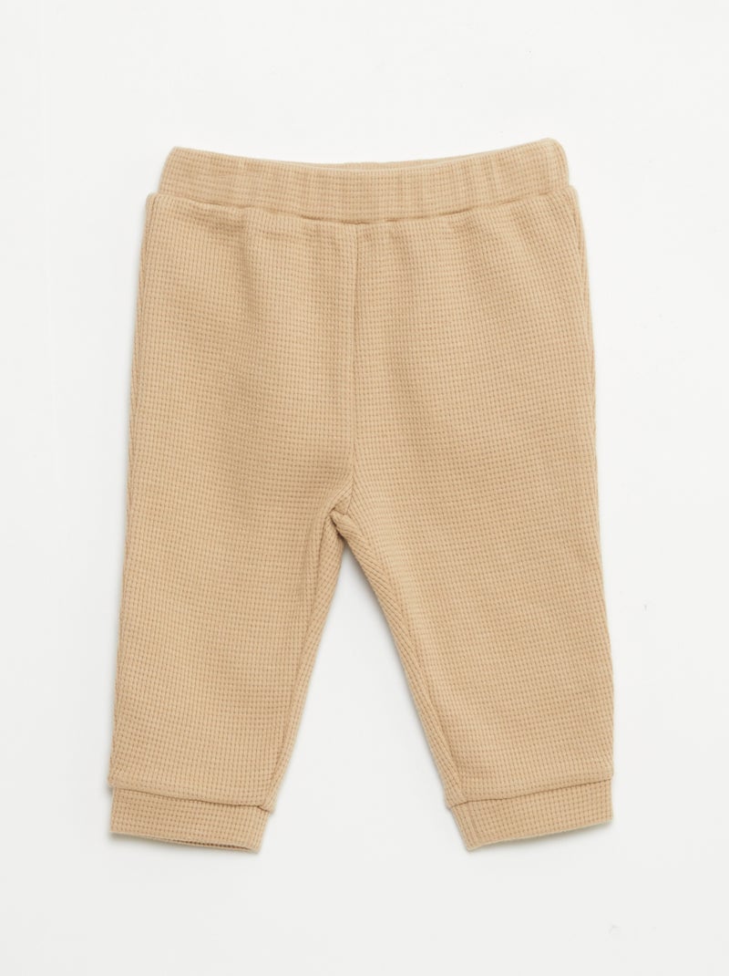 Set aus Sweatshirt und Hose aus Waffelpiqué – 2-teilig Beige - Kiabi