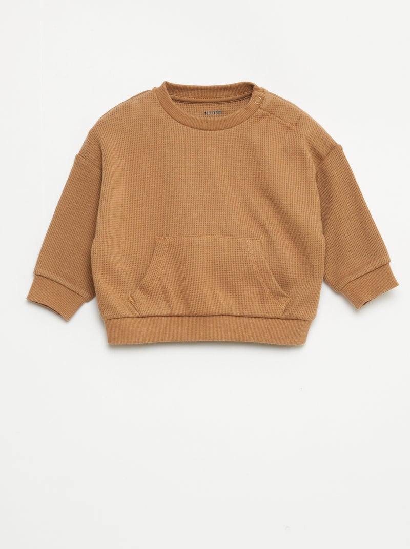 Set aus Sweatshirt und Hose aus Waffelpiqué – 2-teilig Beige - Kiabi