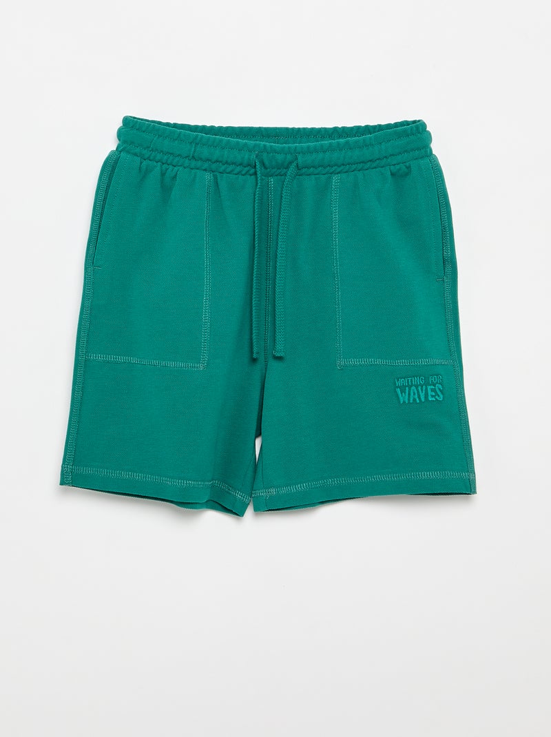 Set aus T-Shirt und Short aus Baumwoll-Piqué Grün - Kiabi