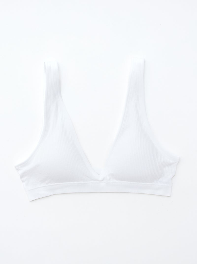 Set di 2 brassière a costine senza cuciture Bianco - Kiabi