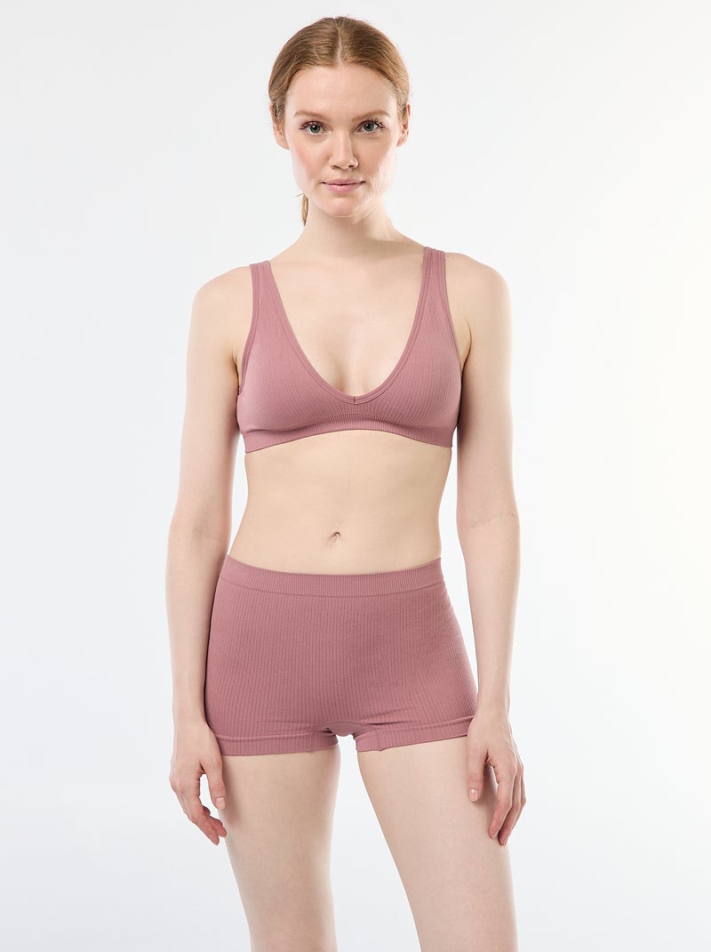 Set di 2 brassière a costine senza cuciture Rosa - Kiabi