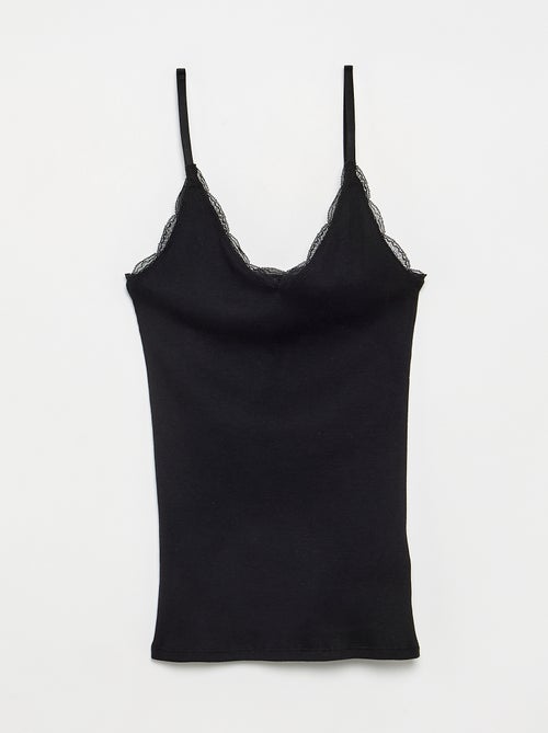 Set di 2 canotte a costine con pizzo - Kiabi