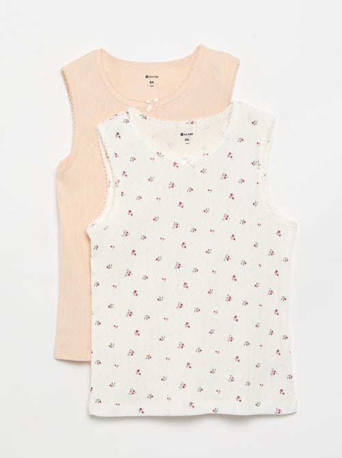 Set di 2 canotte in maglia traforata - Kiabi