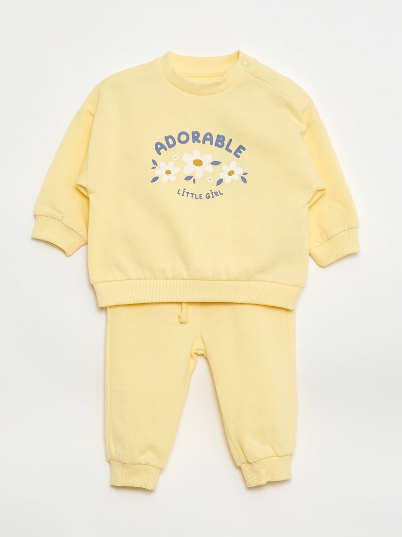 Set di 2 completi maglia + pantaloni in cotone Giallo - Kiabi