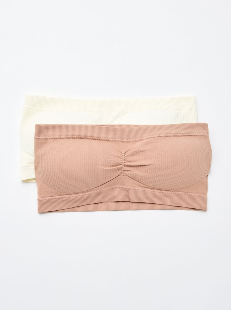 Set di 2 fasce a costine senza cuciture Beige - Kiabi