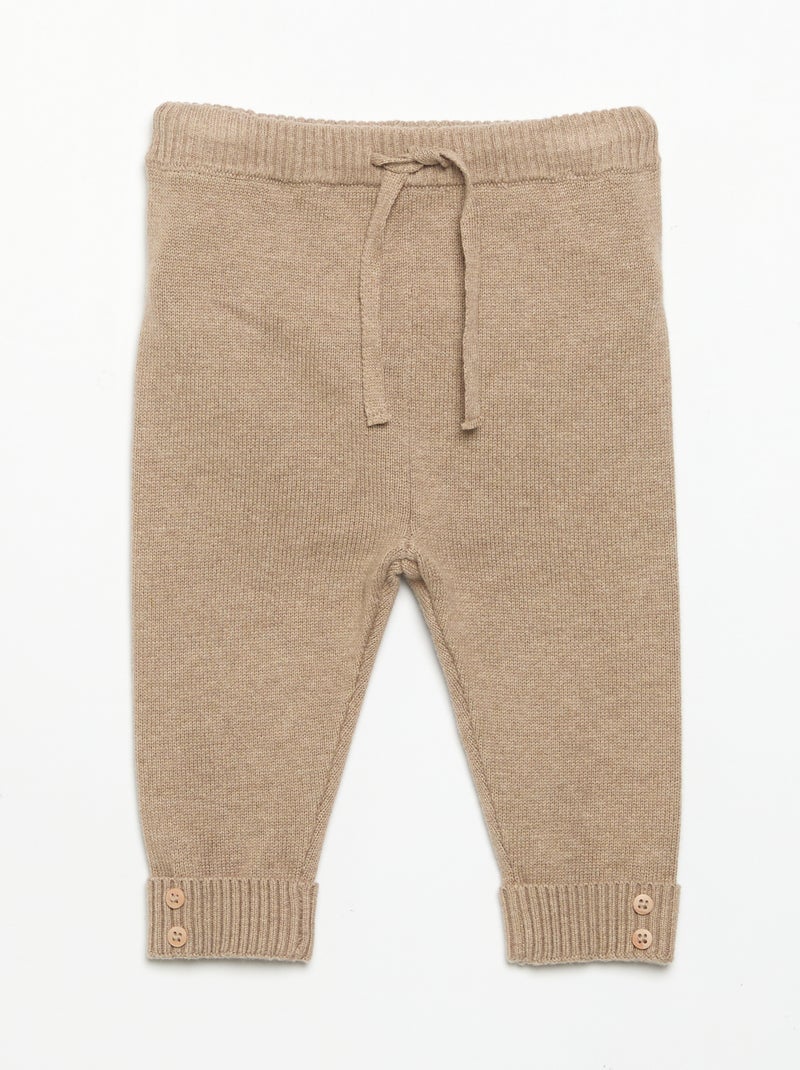Set di 2 pantaloni in cotone lavorato a maglia Beige - Kiabi