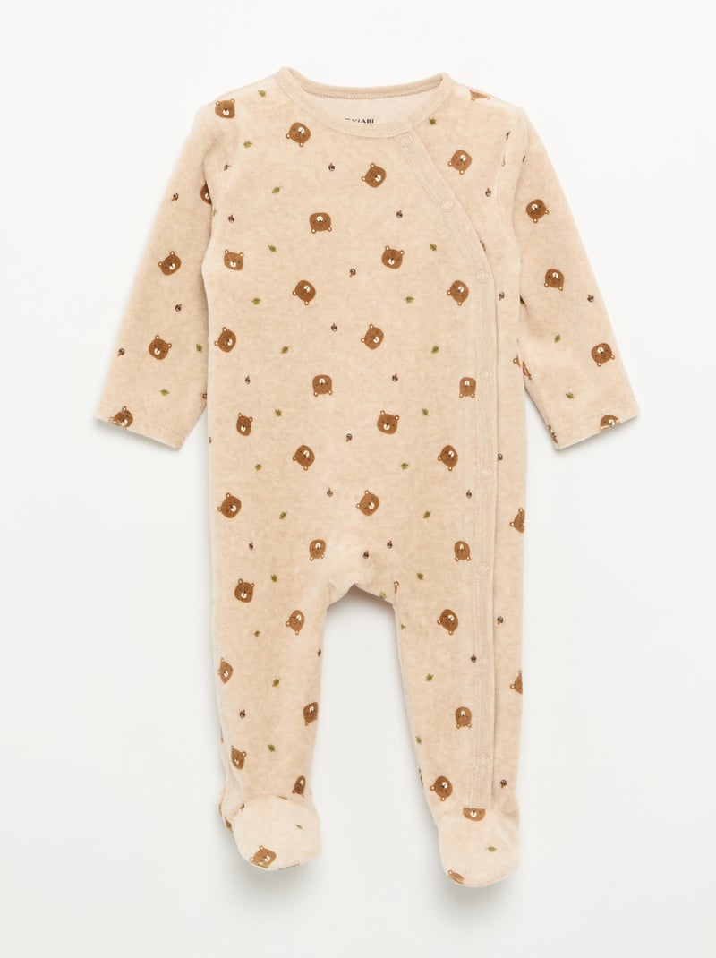 Set di 2 pigiami in velluto con piedini Marrone - Kiabi