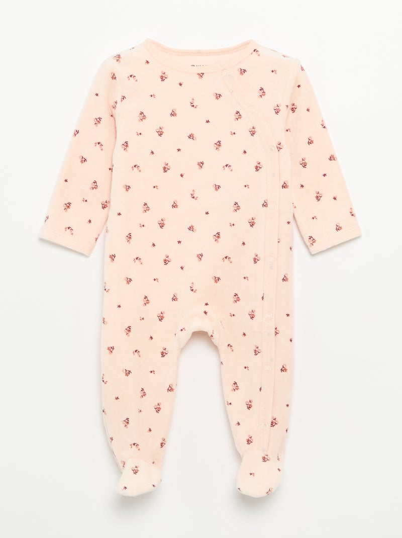 Set di 2 pigiami in velluto con piedini Rosa - Kiabi