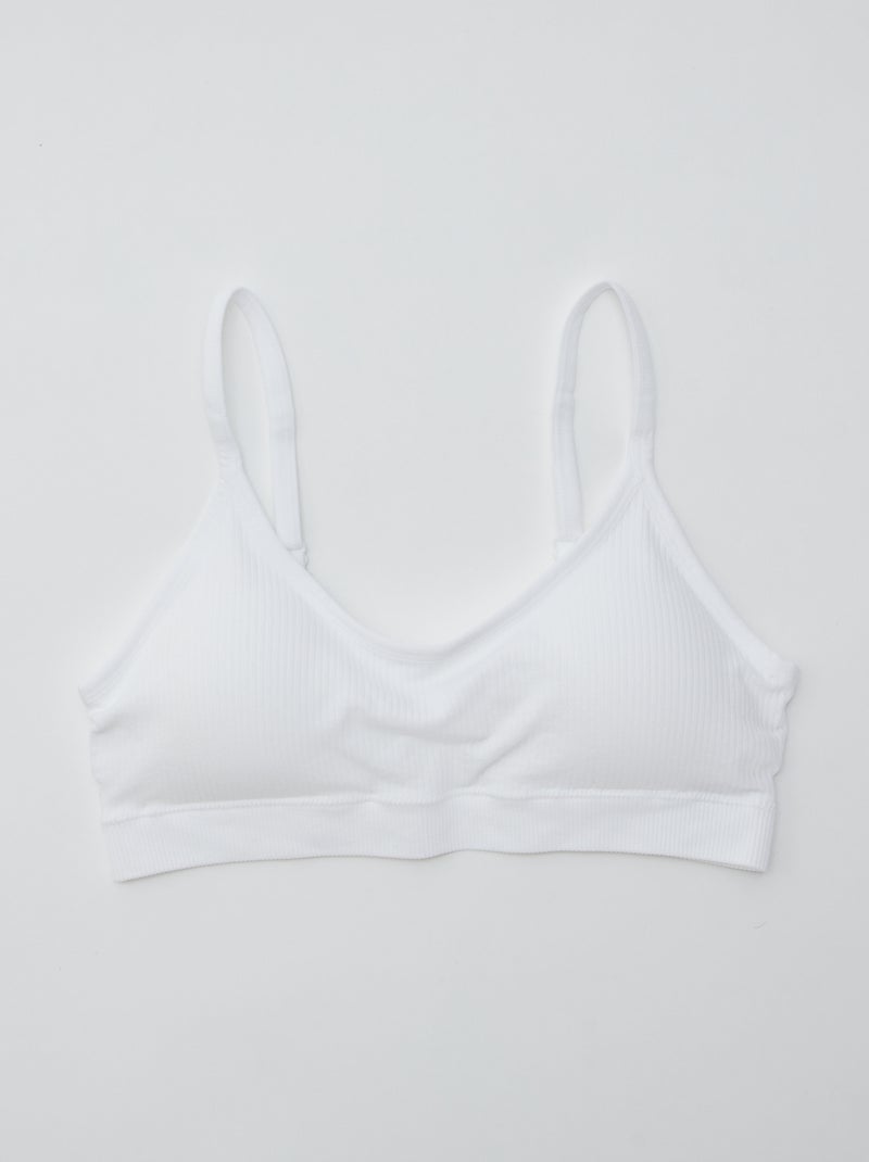 Set di 2 reggiseni sportivi a coste BIANCO - Kiabi