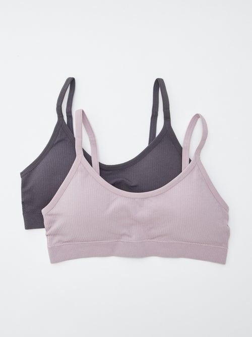 Set di 2 reggiseni sportivi a coste - Kiabi