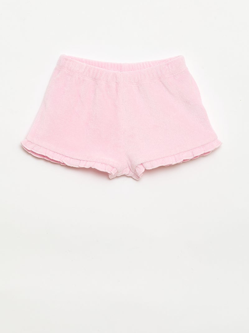 Set di 2 shorts a tinta unita con volant in spugna Giallo - Kiabi