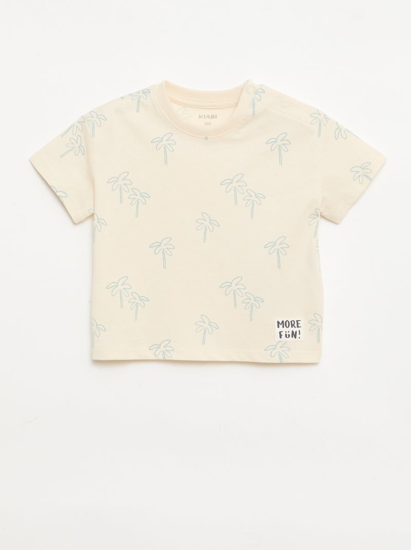 Set di 2 T-shirt a maniche corte in jersey di cotone Beige - Kiabi