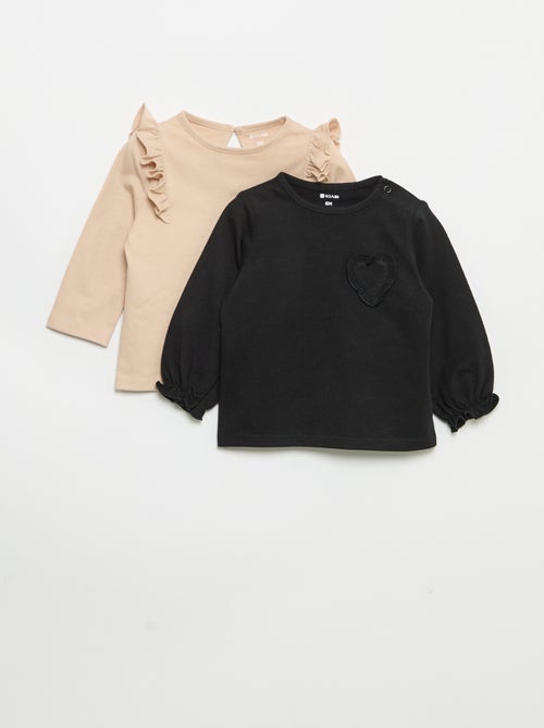 Set di 2 t-shirt a maniche lunghe in jersey di cotone - Kiabi