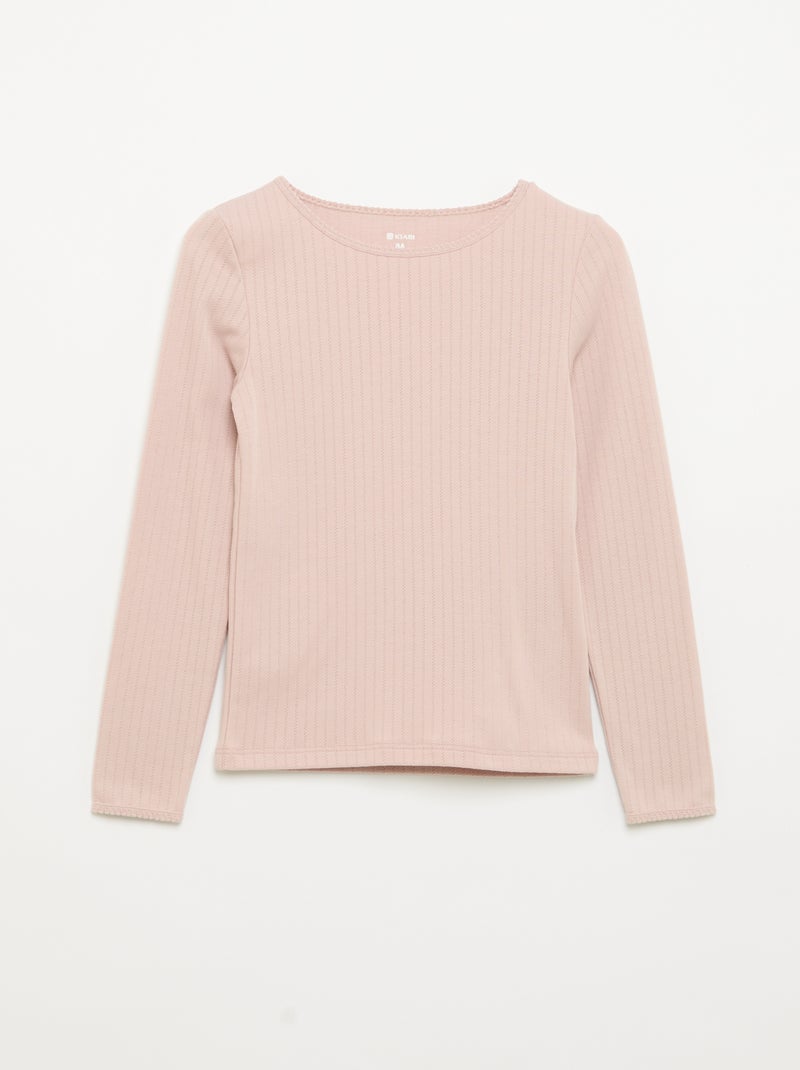 Set di 2 T-shirt a maniche lunghe in maglia fantasia Beige - Kiabi