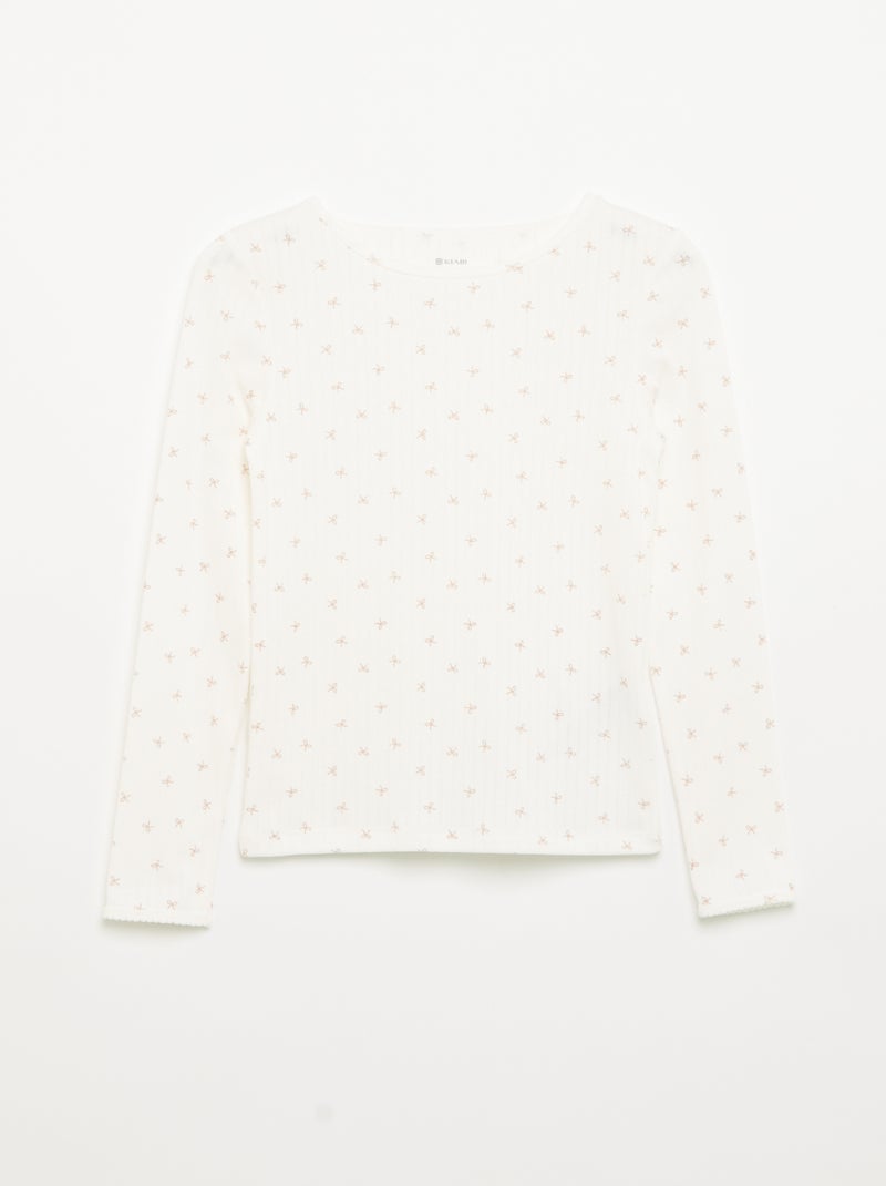 Set di 2 T-shirt a maniche lunghe in maglia fantasia Beige - Kiabi