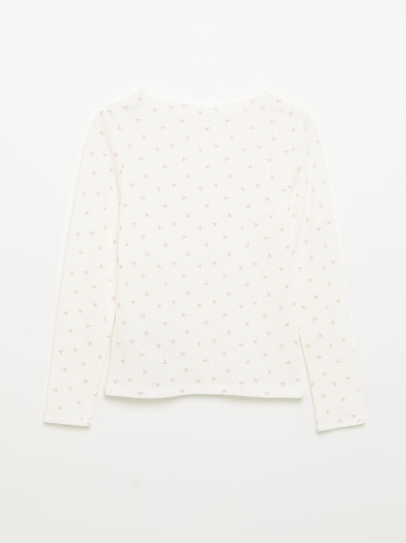 Set di 2 T-shirt a maniche lunghe in maglia fantasia Beige - Kiabi