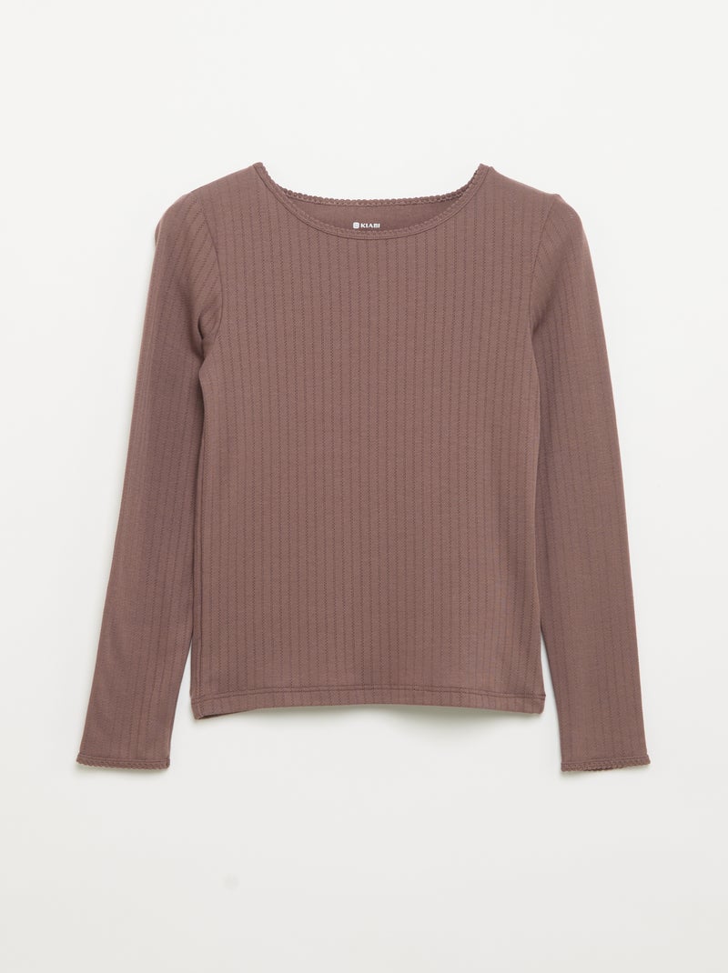 Set di 2 T-shirt a maniche lunghe in maglia fantasia Rosa - Kiabi