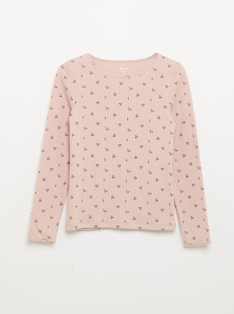 Set di 2 T-shirt a maniche lunghe in maglia fantasia Rosa - Kiabi