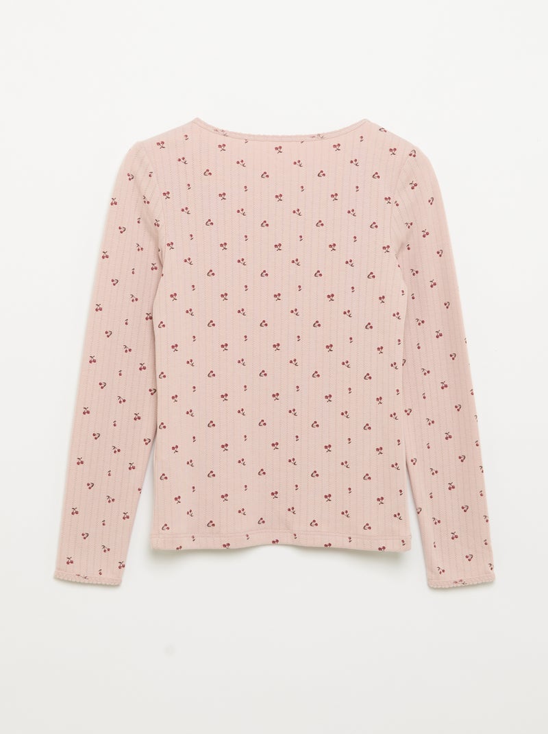 Set di 2 T-shirt a maniche lunghe in maglia fantasia Rosa - Kiabi