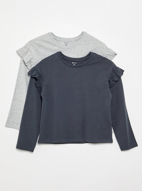 Set di 2 T-shirt con volant sulle spalle - Kiabi