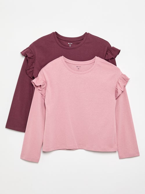 Set di 2 T-shirt con volant sulle spalle - Kiabi