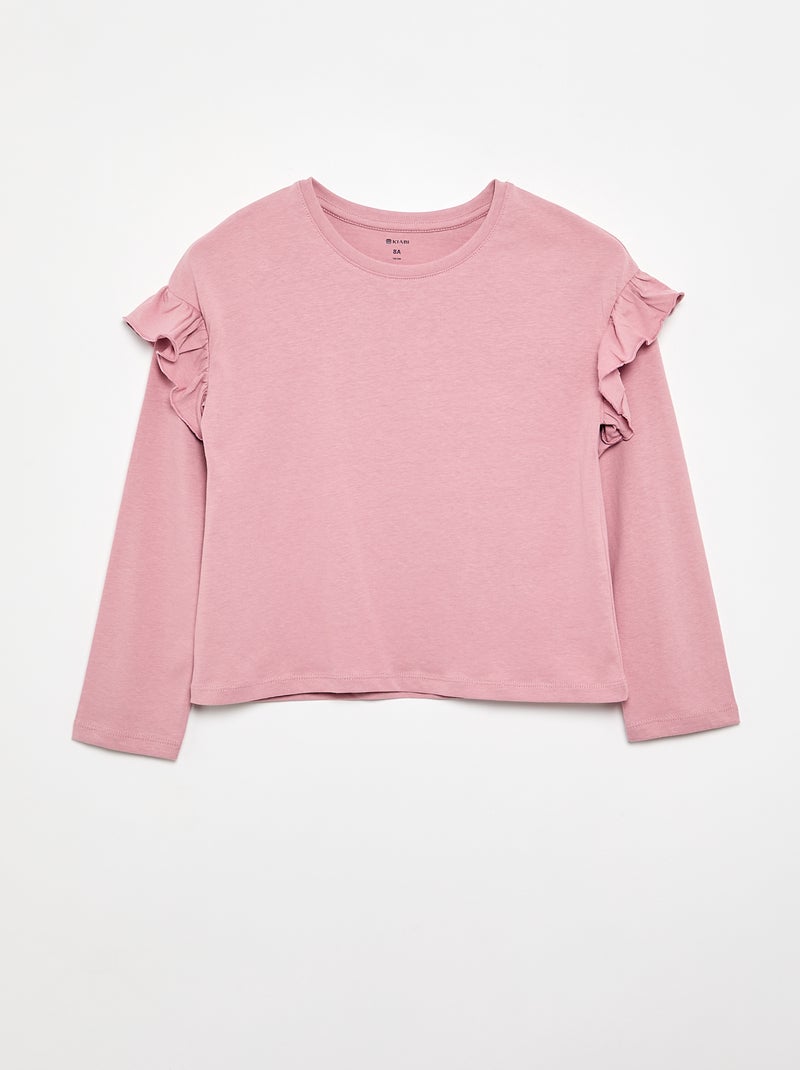 Set di 2 T-shirt con volant sulle spalle Rosa - Kiabi