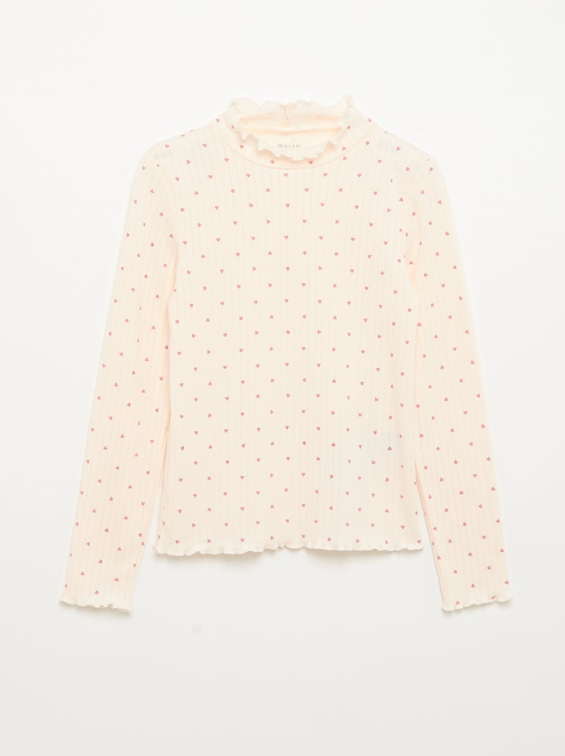 Set di 2 T-shirt in maglia fantasia con finiture ondulate Rosa - Kiabi