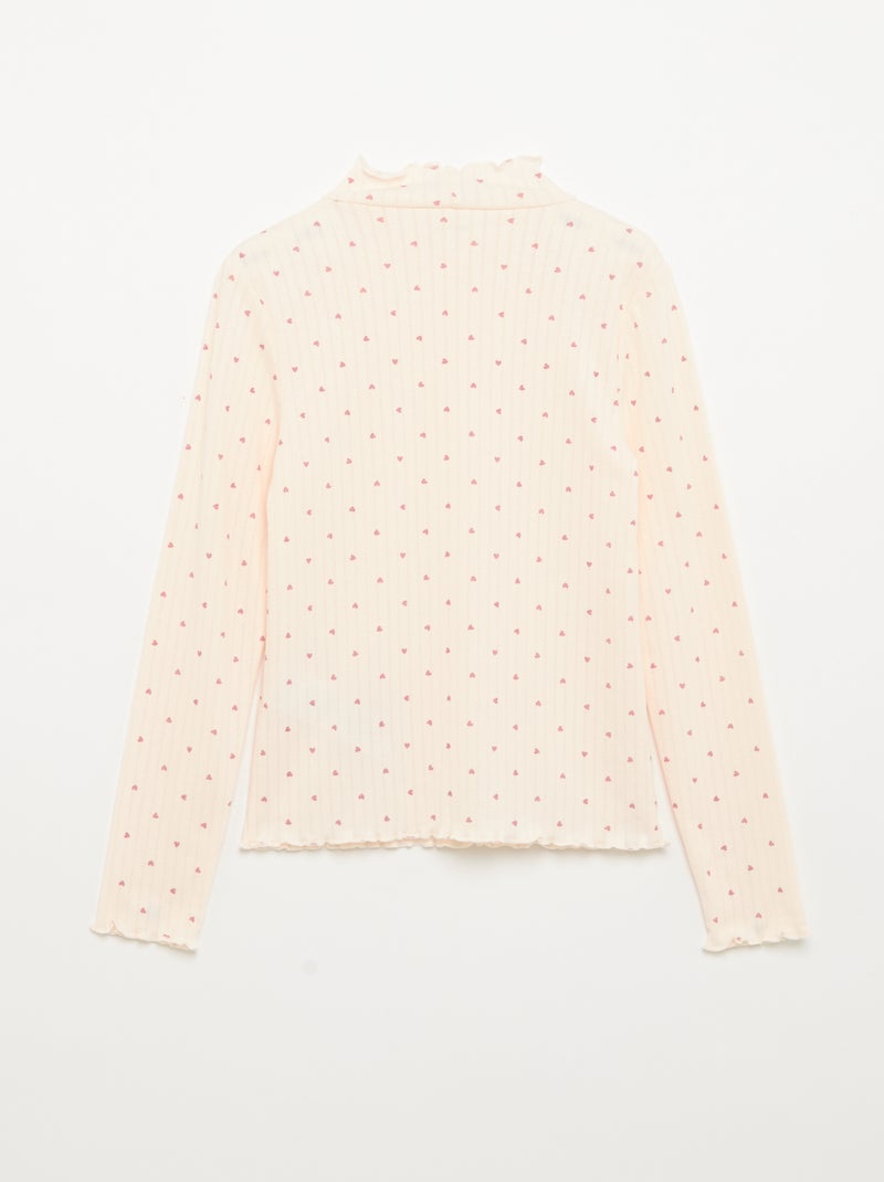 Set di 2 T-shirt in maglia fantasia con finiture ondulate Rosa - Kiabi
