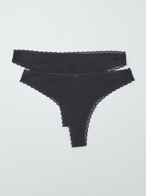 Set di 2 tanga in cotone - Kiabi