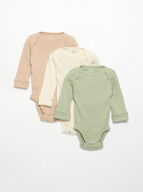 Set di 3 body evolutivi con scollo all'americana e maniche lunghe - Kiabi