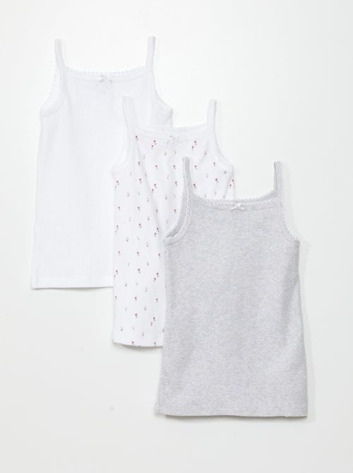 Set di 3 canotte in maglia pointelle - Kiabi