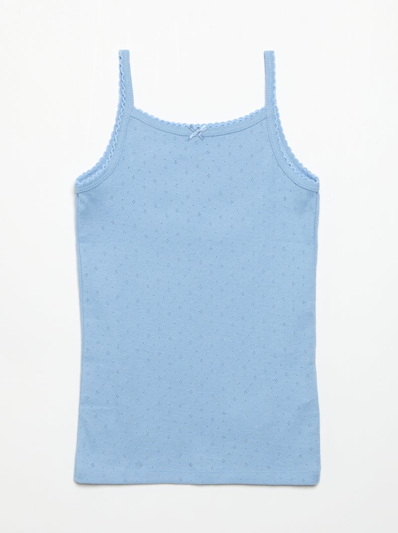 Set di 3 canotte in maglia pointelle Blu - Kiabi