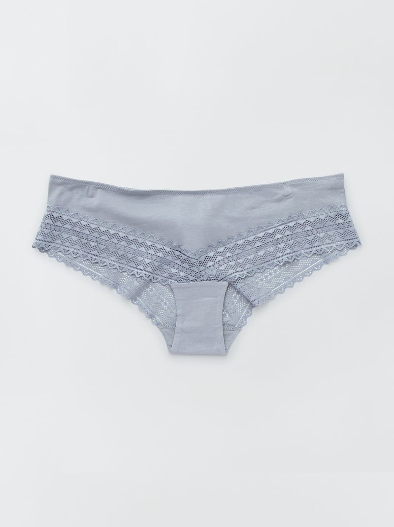 Set di 3 culotte cotone e pizzo BLU - Kiabi