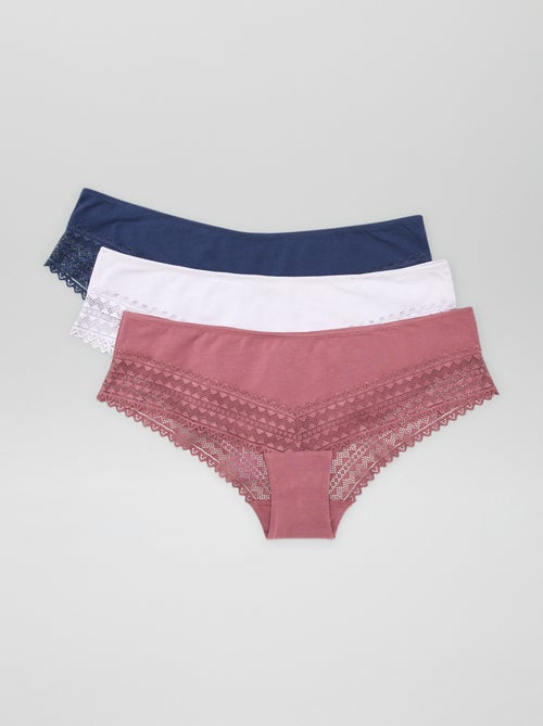 Set di 3 culotte cotone e pizzo - Kiabi