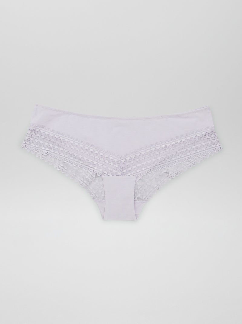 Set di 3 culotte cotone e pizzo VIOLA - Kiabi