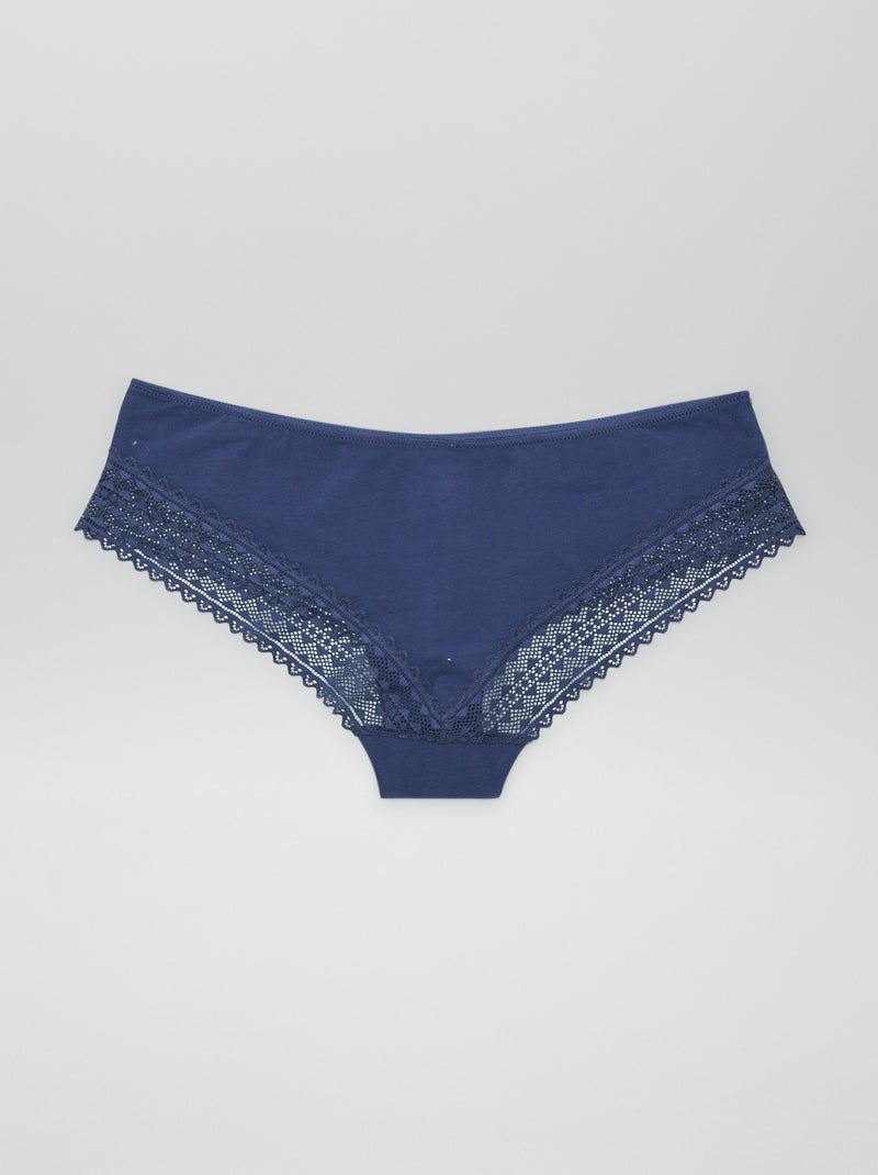 Set di 3 culotte cotone e pizzo VIOLA - Kiabi
