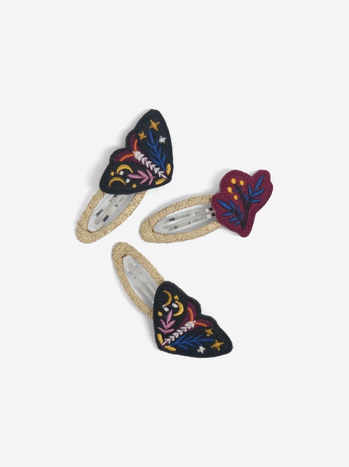 Set di 3 mollette clic clac 'farfalle e design fantasia' - Kiabi