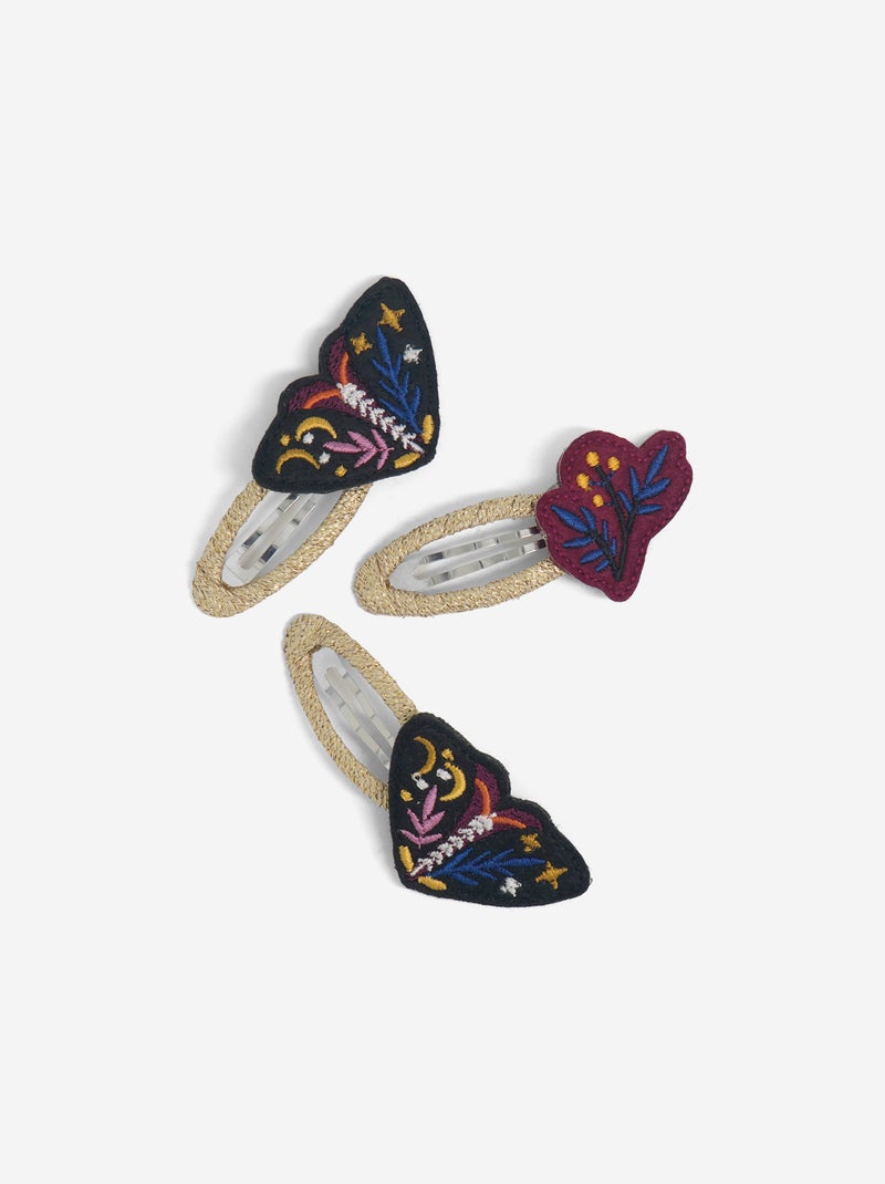 Set di 3 mollette clic clac 'farfalle e design fantasia' Rosa - Kiabi