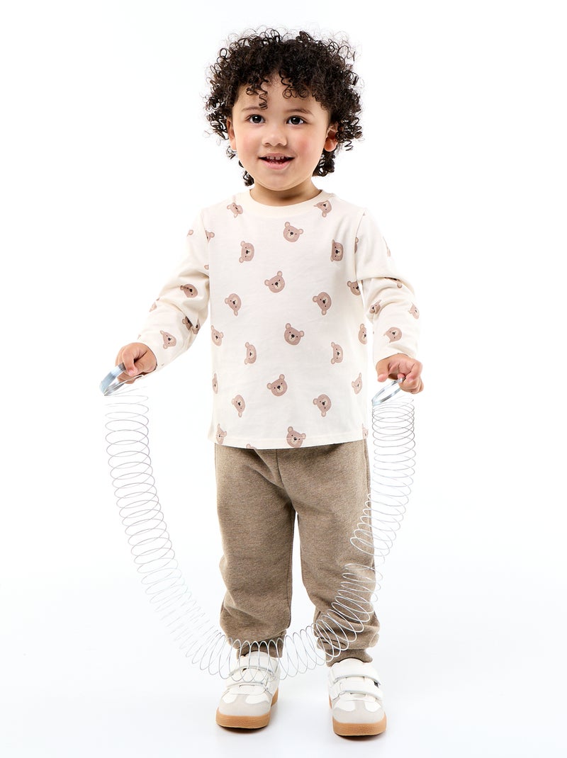Set di 3 pantaloni da jogging in felpa French Terry Beige - Kiabi