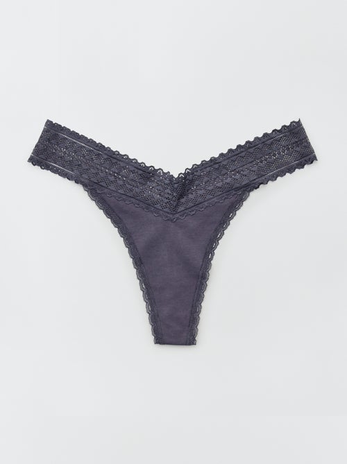 Set di 3 perizomi in cotone e pizzo - Kiabi
