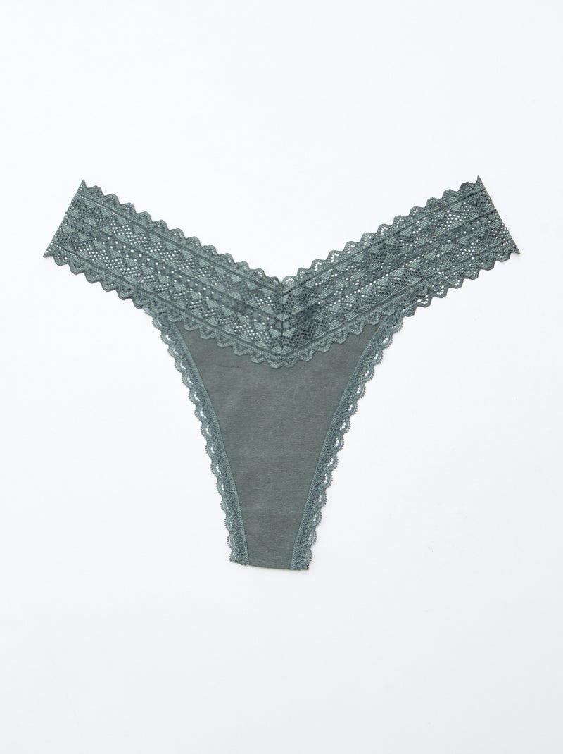 Set di 3 perizomi in cotone e pizzo Rosa - Kiabi