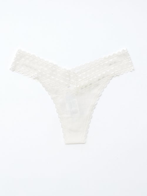 Set di 3 perizomi in cotone e pizzo - Kiabi