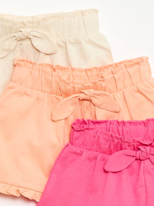 Set di 3 shorts tinta unita con volant - Kiabi